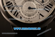 Cartier Ballon Bleu De Chrono Swiss Valjoux 7750 Automatic Steel Case with White Dial Roman Numeral Markers and Genuine Leather Strap
