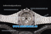 Audemars Piguet Royal Oak Offshore Seiko VK67 Quartz Steel/Diamonds Case with Arabic Numeral Markers and Grey Dial