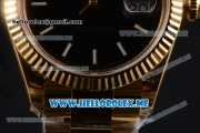 Rolex Day-Date Clone Rolex 3255 Automatic Yellow Gold Case/Bracelet with Black Dial and White Markers