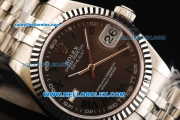Rolex Datejust Automatic Movement Full Steel with Chocolate Dial and Green Roman Numerals-Lady Model