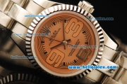 Rolex Oyster Perpetual Automatic Movement Full Steel with ETA Coating Case with Orange Dial-Arabic Numerals