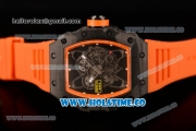 Richard Mille RM35-01 Bubba Watson Tourbillon Manual Winding Carbon Fiber Case with Skeleton Dial and White Dot Markers - Orange Inner Bezel