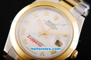 Rolex Datejust II Oyster Perpetual Automatic Movement Two Tone with Gold Bezel-White Dial and Gold Roman Markers