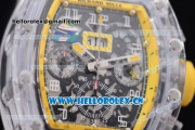 Richard Mille RM 011 Felipe Massa Flyback Chronograph Swiss Valjoux 7750 Automatic Sapphire Crystal Case with Skeleton Dial and Aerospace Nano Translucent Strap