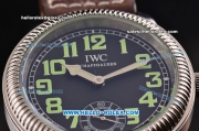 IWC Pilot's Vintage Asia 6497 Manual Winding Stainless Steel Case with Brown Leather Strap and Black Dial