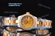 Rolex Datejust Lady 2813 Automatic Two Tone Case with Diamond Bezel and Two Tone Strap ETA Coating