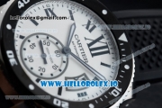 Cartier Calibre de Cartier Diver Swiss ETA 2824 Automatic Steel Case White Dial With Roman Numeral Markers Black Rubber Strap