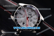 Tag Heuer Aquaracer Calibre 5 Match Timer Premier League Special Edition Miyota Quartz Steel Case with Silver Dial and Black Leather Strap Stick Markers