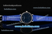 Patek Philippe Calatrava Miyota Quartz Steel Case with Silver Stick Markers and Blue Dial