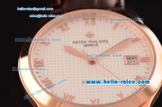 Patek Philippe Calatrava Swiss ETA 2824 Automatic Rose Gold Case with Brown Leather Strap and White Roman Markers