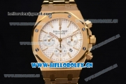 Audemars Piguet Royal Oak Chronograph Swiss Valjoux 7750 Automatic Yellow Gold Case/Bracelet with White Dial Stick Markers (EF)