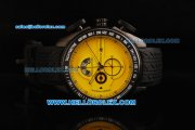 Porsche Design Regulator Chronograph Miyota Quartz Movement PVD Case with Yellow Dial and Black Rubber Strap