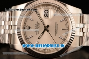 Rolex Datejust Clone Rolex 3135 Automatic Steel Case White Dial With Stick Markers Steel Bracelet- 1:1 Original(AR)