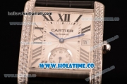 Cariter Tank MC Swiss ETA 2824 Automatic Steel Case with White Dial Diamonds Bezel and Roman Numeral Markers