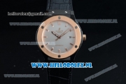 Hublot Classic Fusion Miyota 9015 Automatic Rose Gold Case with White Dial Stick Markers and Black Genuine Leather Strap