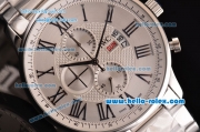 IWC Portuguese Chrono Japanese Miyota OS10 Quartz Stainless Steel Case with Stainless Steel and White Dial Roman Markers