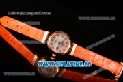 Omega Deville Ladymatic Clone 8500 Automatic Rose Gold Case with Diamonds Markers White MOP Textured Dial and Orange Leather Strap (V6)