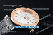 Hublot Classic Fusion Miyota 9015 Automatic Rose Gold Case with White Dial Stick Markers and Black Genuine Leather Strap