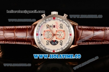 Tag Heuer Carrera Calibre 1887 50th Anniversary Limited Edition Miyota OS20 Quartz Rose Gold Case with White Dial Brown Leather Strap and Steel Bezel