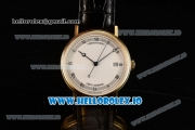 Breguet Classique Japanese Miyota 9015 Automatic Movement Yellow Gold White Dial and Roman Numeral Markers Leather Strap (FF)