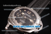 Panerai Luminor Submersible Automatic Acciaio PAM 024 Swiss Valjoux 7750 Automatic Steel Case with Black Dial and Rubber Strap - Dot/Arabic Numeral Markers (KW)