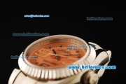 Rolex Oyster Perpetual Automatic Movement Full Steel with ETA Coating Case with Orange Dial-Arabic Numerals