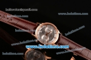 Omega De Ville Co-Axial Chronograph VK Quartz Movement Rose Gold Case and Brown Leather Strap with Silver Dial