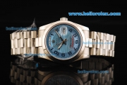 Rolex Day-Date II Oyster Perpetual Automatic Movement Full Steel with Blue Dial and Arabic Numeral Markers