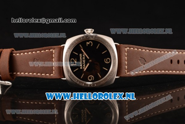 Panerai Radiomir 3 Days Acciaio P.3000 Auto Steel Case with Black Dial and Brown Leather Strap - 1:1 Origianl (ZF) - Click Image to Close