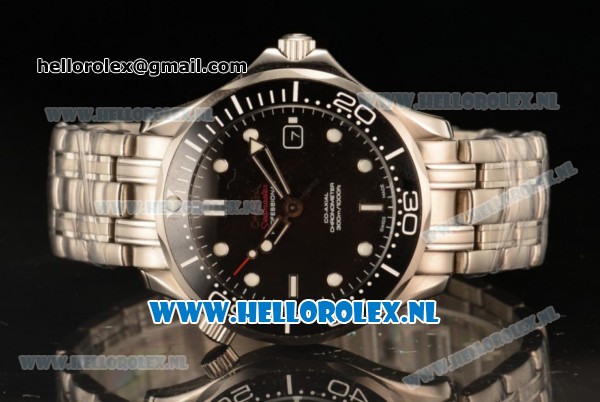 Omega Seamaster Diver 300 M Co-Axial 8215 Auto Steel Case with Black Dial and Steel Bracelet - Click Image to Close