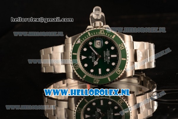 Rolex Submariner 2836 Auto 904Steel Case with Green Dial and Steel Bracelet - 1:1 Original (JF) - Click Image to Close