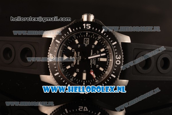 Breitling SuperOcean 2824 Auto Steel Case with Black Dial and Black Rubber Strap - 1:1 Origianl (GF) - Click Image to Close