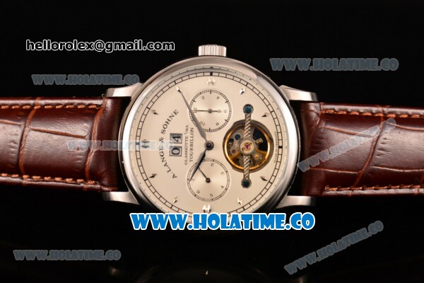 A.Lange&Sohne Tourbilon Pour Le Merite Asia Automatic Steel Case with White Dial and Brown Leather Strap - Click Image to Close