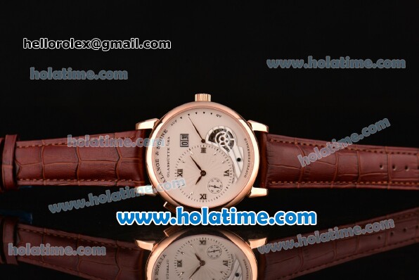 A.Lange&Sohne Lange 1 Tourbillon Asia Automatic Rose Gold Case with Brown Leather Bracelet and White Dial - Click Image to Close