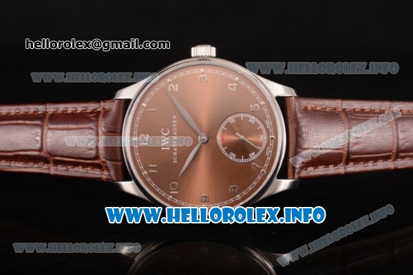 IWC Portuguese Asia 6497 Manual Winding Steel Case with Brown Dial and Arbaic Numeral Markers - Click Image to Close