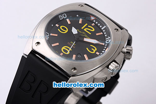 Bell & Ross BR 02 Automatic Movement Sliver Case with Black Dial and Yellow Marking - Click Image to Close