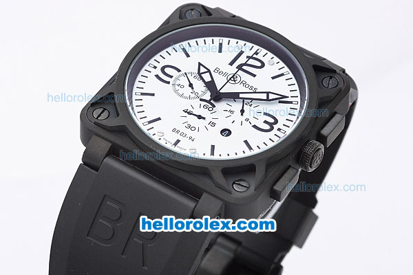 Bell & Ross BR 03-94 Quartz Movement PVD Case with White Dial and Black Marking - Click Image to Close