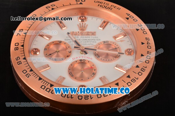 Rolex Daytona Swiss Quartz Rose Gold Case with White Dial - Wall Clock - Click Image to Close