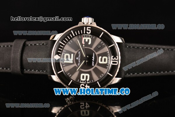 BlancPain Fifty Fathoms 500 Fathoms GT Swiss ETA 8502 Automatic Steel Case with Grey/Black Dial and Black Leather Strap (ZF) - Click Image to Close