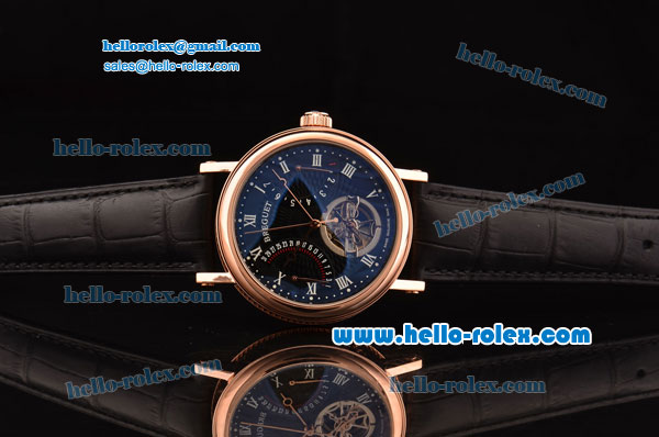 Breguet Classique Tourbillon Asia ST28 Automatic Rose Gold Case with Black Leather Strap and Black Dial - Click Image to Close