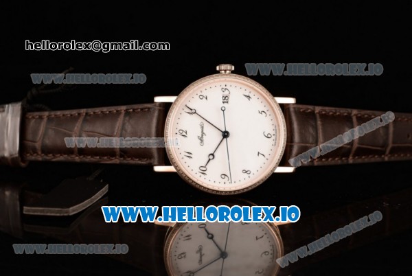 Breguet Classique Japanese Miyota 9015 Automatic Movement Rose Gold White Dial and Arabic Numeral Markers Leather Strap (FF) - Click Image to Close