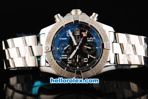 Breitling Avenger Choronograph Swiss Valjoux 7750 Automatic Movement Steel Case with Black Dial and SS Strap - Click Image to Close