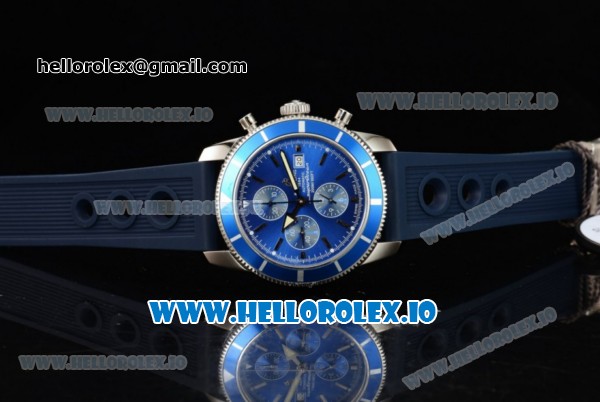 Breitling SuperOcean Heritage Chrono Swiss Valjoux 7750 Automatic Steel Case Blue Dial With Stick Markers Blue Rubber Strap (JH) - Click Image to Close