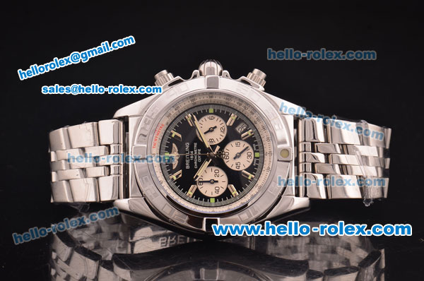 Breitling Chronomat B01 Chronograph Miyota Quartz Steel Case/Strap with Black Dial - Click Image to Close