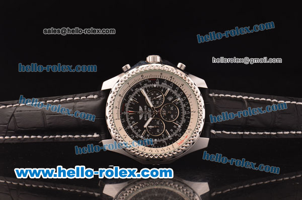 Breitling For Bentley Chronograph Quartz Movement with Black Dial and Leather Strap - Click Image to Close