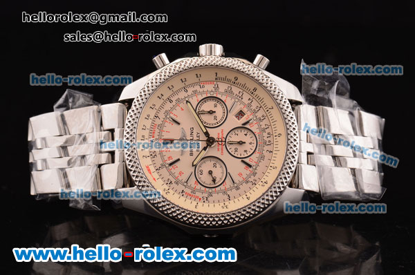 Breitling Bentley Chronograph Swiss Valjoux 7750 Automatic Steel Case/Strap with Beige Dial - Click Image to Close