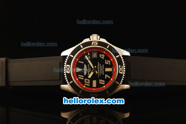 Breitling SuperOcean Swiss ETA 2836 Automatic Steel Case with Red Dial and Black Rubber Strap - Click Image to Close