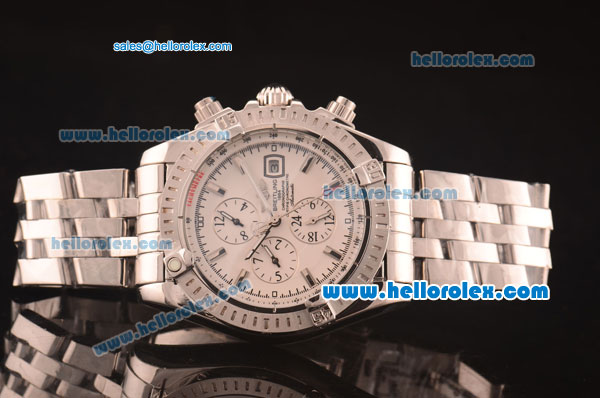 Breitling Chronomat Evolution Working Chronograph Automatic Movement with White Dial and Silver Stick Marker-SS Strap - Click Image to Close