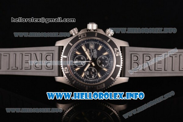 Breitling Superocean Chronograph II Chronograph Swiss Valjoux 7750 Automatic Steel Case with Black Dial Black Rubber Strap and Stick Markers - Click Image to Close