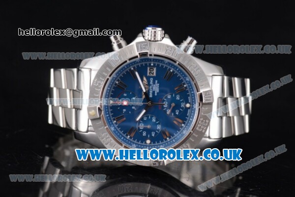 Breitling Avenger Seawolf Chrono Miyota OS10 Quartz Stainless Steel Case/Bracelet with Blue Dial and Stick Markers - Click Image to Close